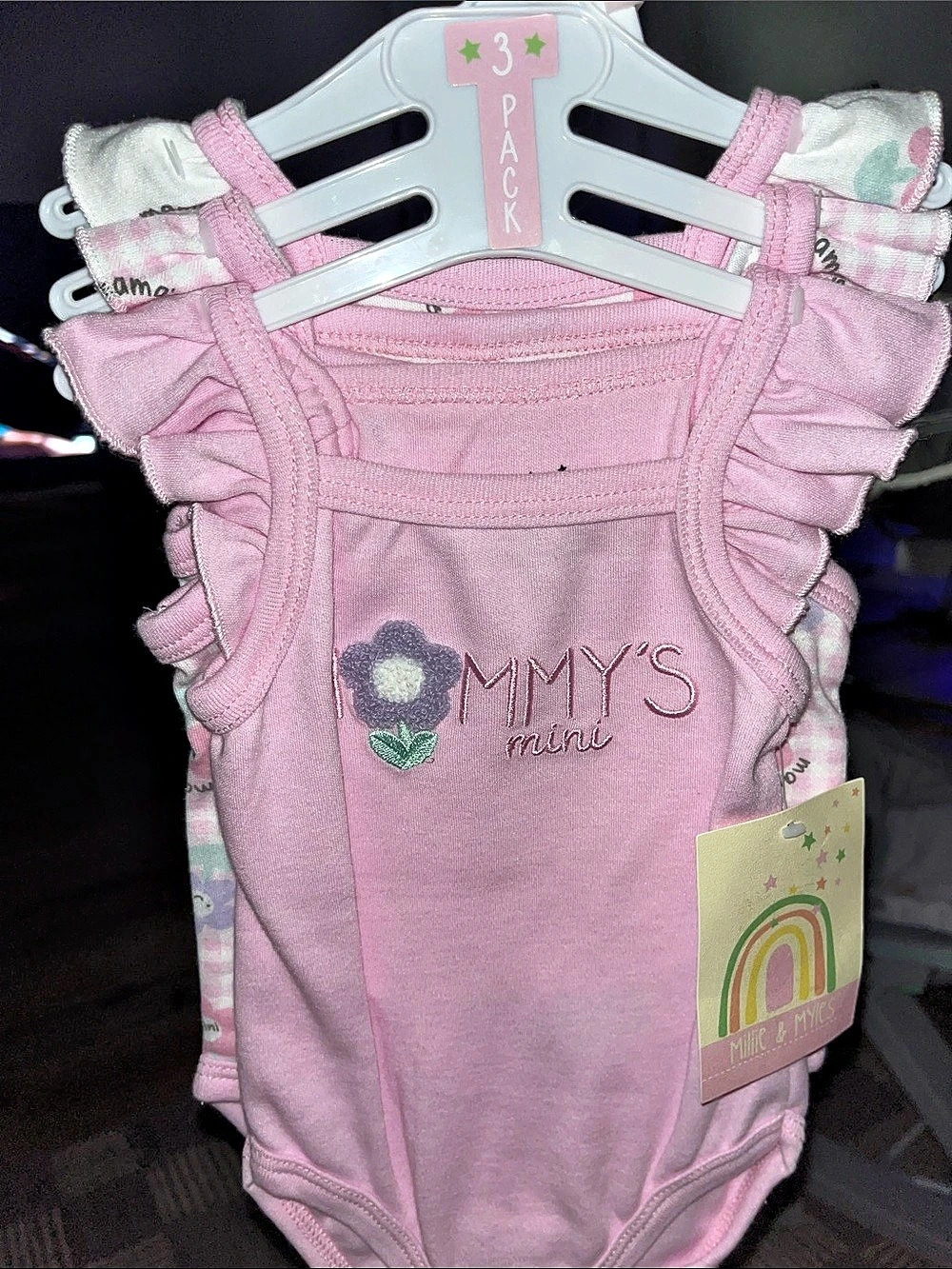 Millie & Myles Floral Pink & White Bodysuit NWT